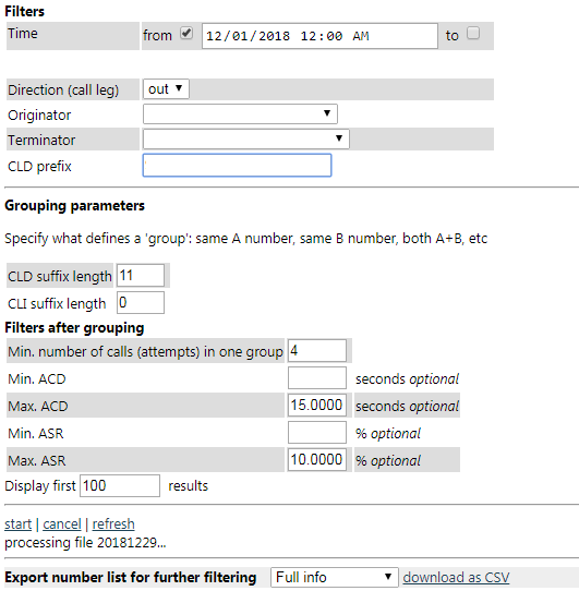 CDR analysis - VoIP, GSM Termination
