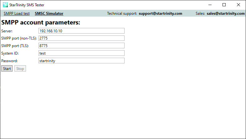 StarTrinity SMSC Simulator